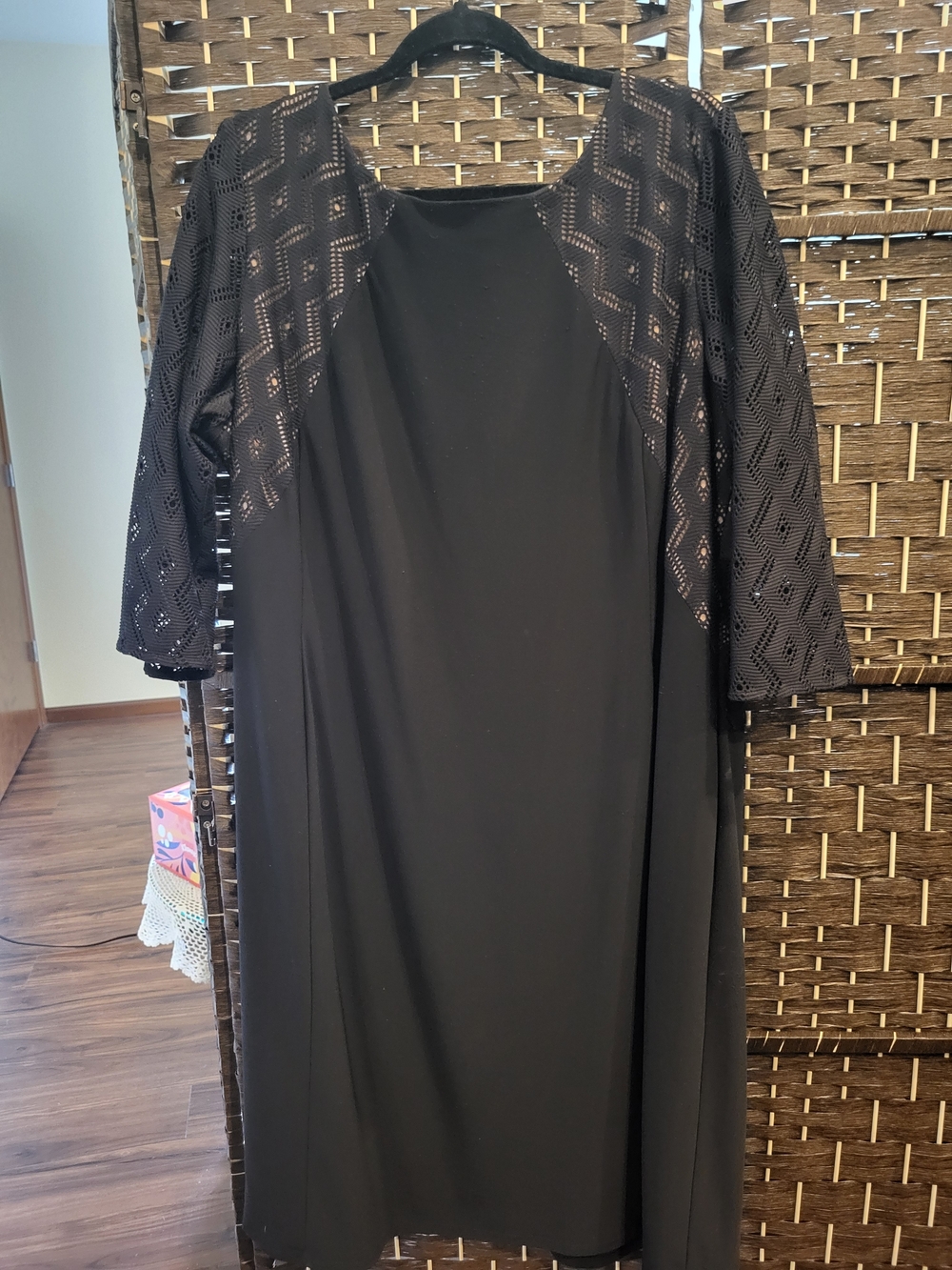 Anne Klein Black Lace Overlay Midi Dress